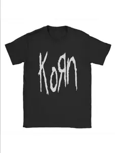 Men's Korean Rock Band T-Shirt  Korn Band Graphic T Shirt Vintage Rock Band Tee For Men And Women