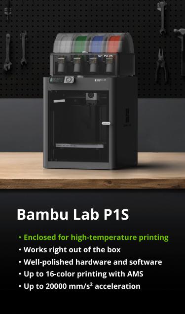 Bambu Lab P1S 3D Printer, P1S Combo (with AMS), Support Up to 16 Colors/Multi Materials, 500mm/s Fast Printing & High Precision, CoreXY & Auto Bed Leveling, Ready-to-Use FDM 3D Printers Large Print Size
