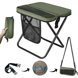Ultra Light Portable Folding Fishing Chair 1.5lbs, 500lbs Load, Shoulder Strap, Side Pockets, Velcro Storage, Compact for Camping Hiking Beach BBQ Travel, Ideal Thanksgiving Christmas Gift for Outdoor Lovers