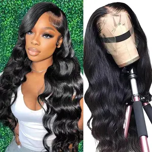 180% Density Body Wave/Straight Hair Human Hair Wigs for Black Women 13x4 Glueless HD Transparent Lace Front Wigs Human Hair With Baby Hair Natural Color 22inch-30inch