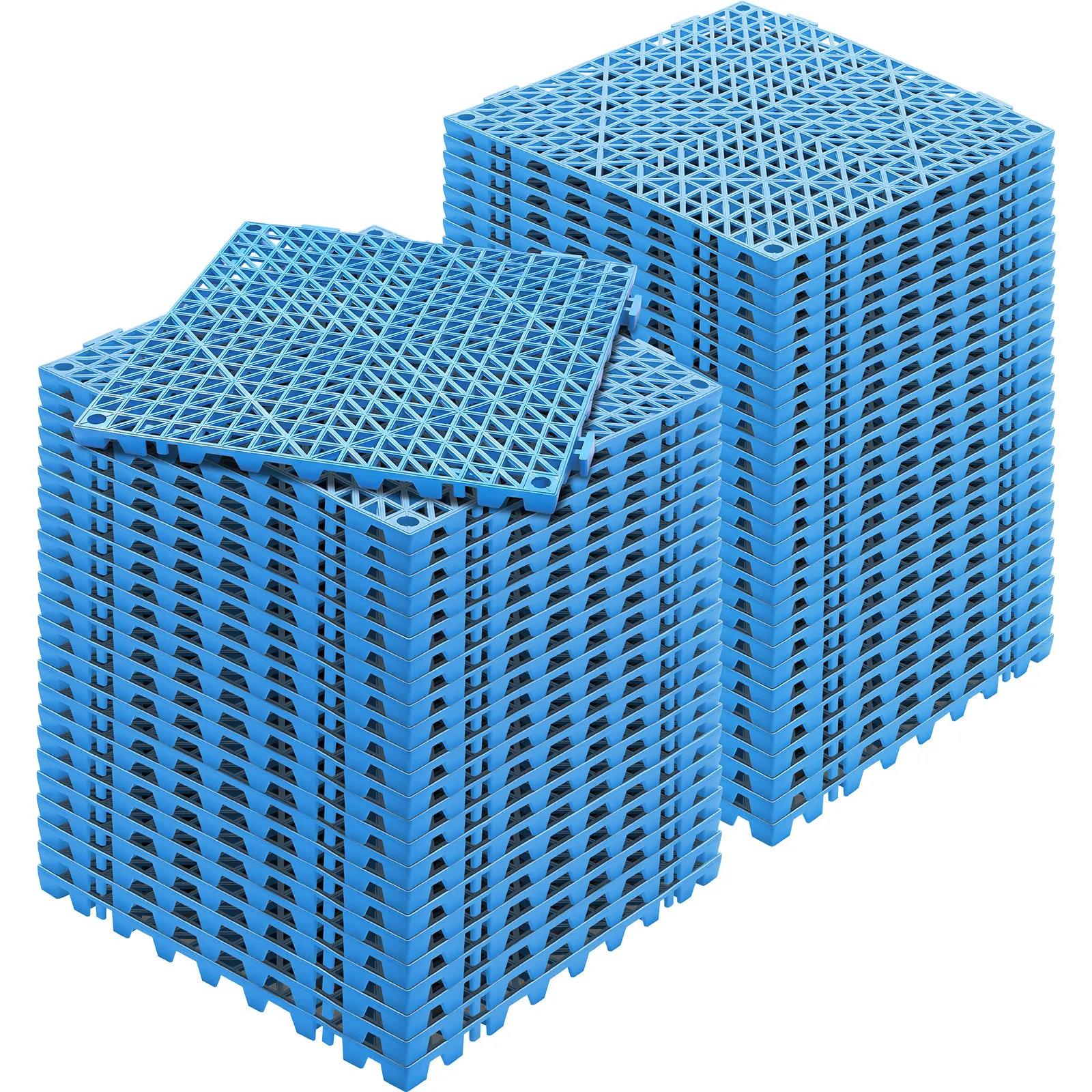 【Summerfinds】VEVOR Interlocking Tile 55PCS Blue Drainage Tiles 12" x 12" SplicingSoft PVC Interlocking Drainage Floor TilesNon-Slip Drainage Holes for RestroomBathroomKitchenPoolWet AreasBlue