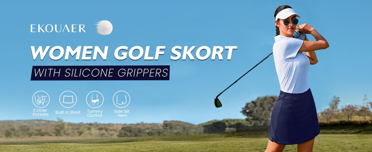 High Waisted Tummy Control Women's Golf Skorts with Inner Pockets Silicone Grippers Tennis Skirt Quick Dry Athletic Pickleball Skort 2026 Spring outdoor ootd fashion gift for you