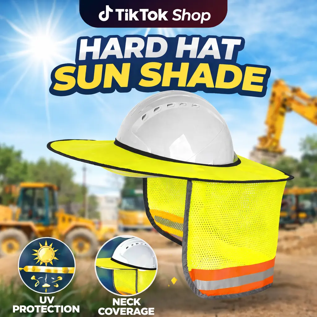 Hard Hat Sunshield Upgrade Full Brim Neck Sunshade Cover with Reflective Strip for Hardhats Neon Yellow Polyester 2 Pack High Visibility Easy Installation accessory