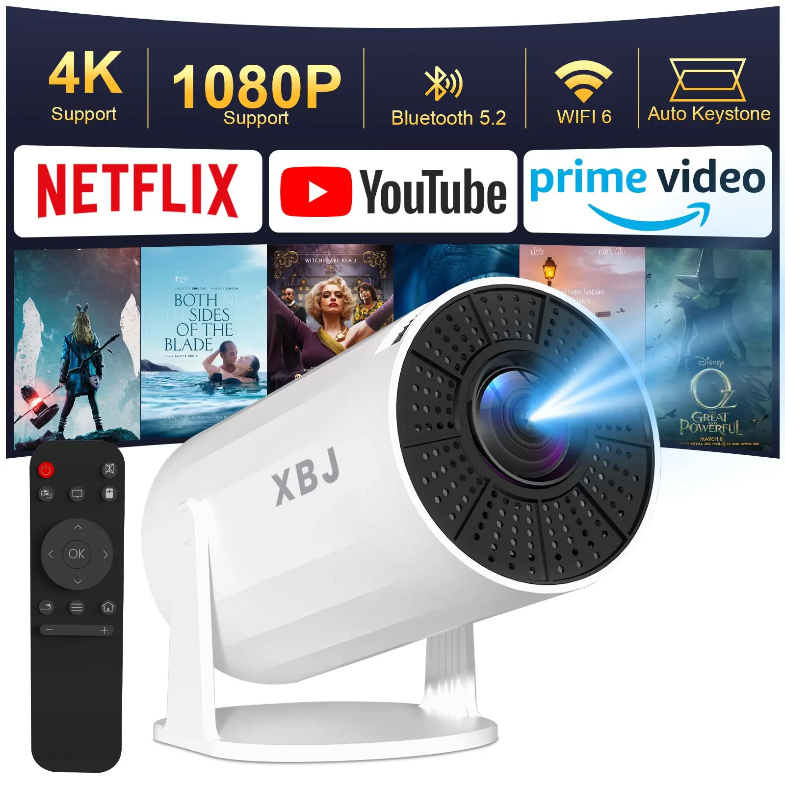 Summervibes All-New Flagship Upgraded projector, Ultra-Compact Portable projector wifi with Auto Keystone Correction & Manual Focus, Android 12.0 Bluetooth 6.0 portable projector, Supports 4K movie projector, Perfect for Valentine's Day Back to School