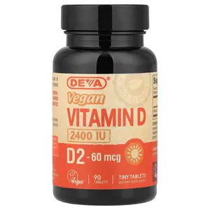 Deva Vegan Vitamin D2, 60 mcg (2,400 IU), 90 Tablets