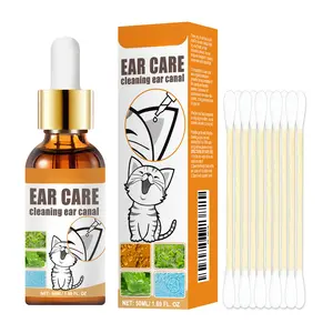 Pet Ear Cleaning Solution Cotton Swabs Dog Cat Ear Mite Treatment Anti Itch Ear Care Hygiene Liquid Odor Removal Ear Canal Cleaner Safe Gentle