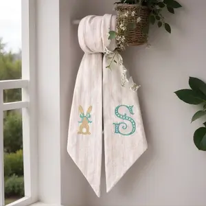 Personalized Easter Wreath Sash, Embroidered Spring Door Decor, Farmhouse Cottagecore Front Door Wreath Sash wreath sash, monogram door decor
