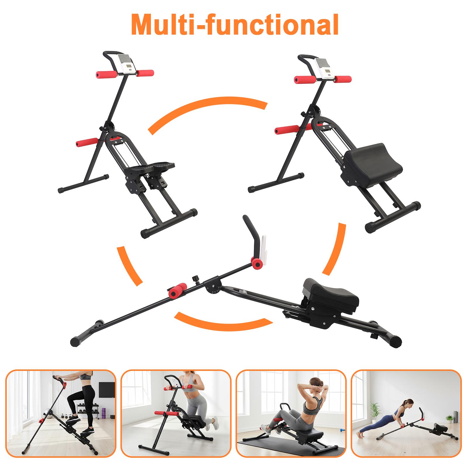 Adjustable Ab Trainer Machine Stair Stepper with LED Monitor, Foldable Abdominal Exercise Machine Core Trainer Machine Workout for Arm, Leg Buttocks Shaper, 220LBS Capacity OutdoorFun for Home Gym