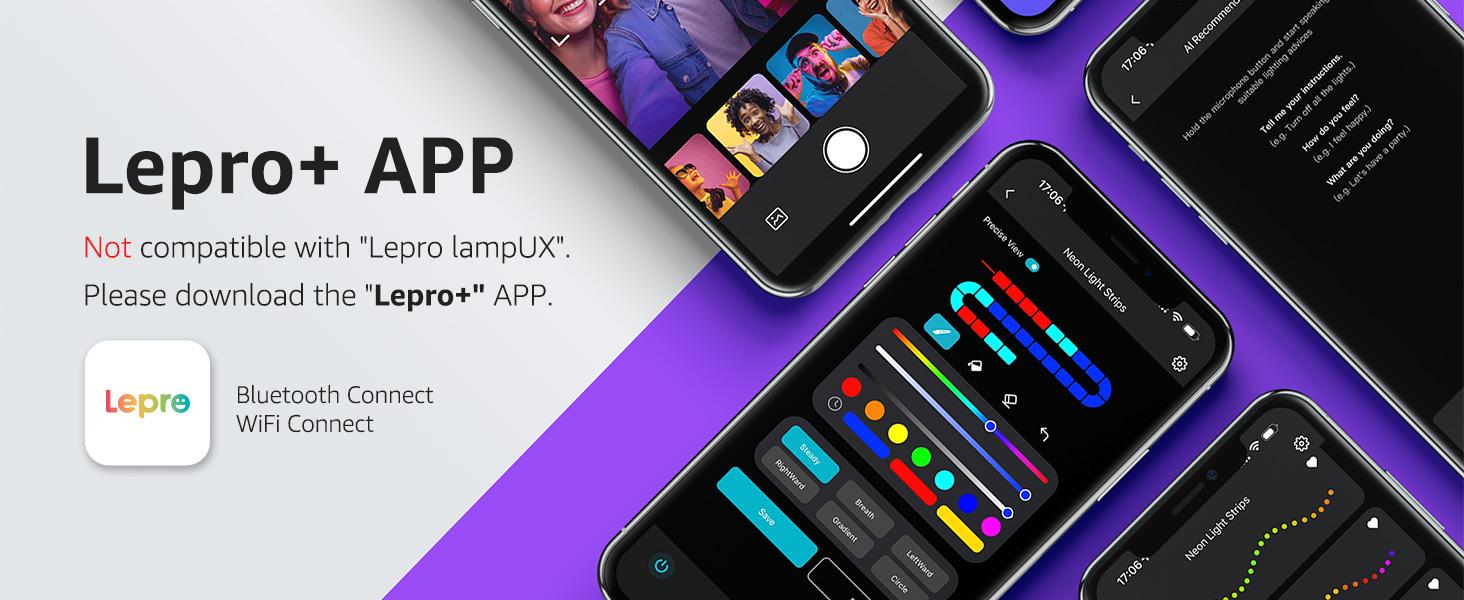 Lepro WL1 AI Smart RGB Wall Lights for Christmas Decorations, LLM AI Generated Lighting with LightBeats Music Sync, Voice Control Via App, Wi-Fi & Bluetooth LED Light Bars, 8 Pcs with 4 Corners