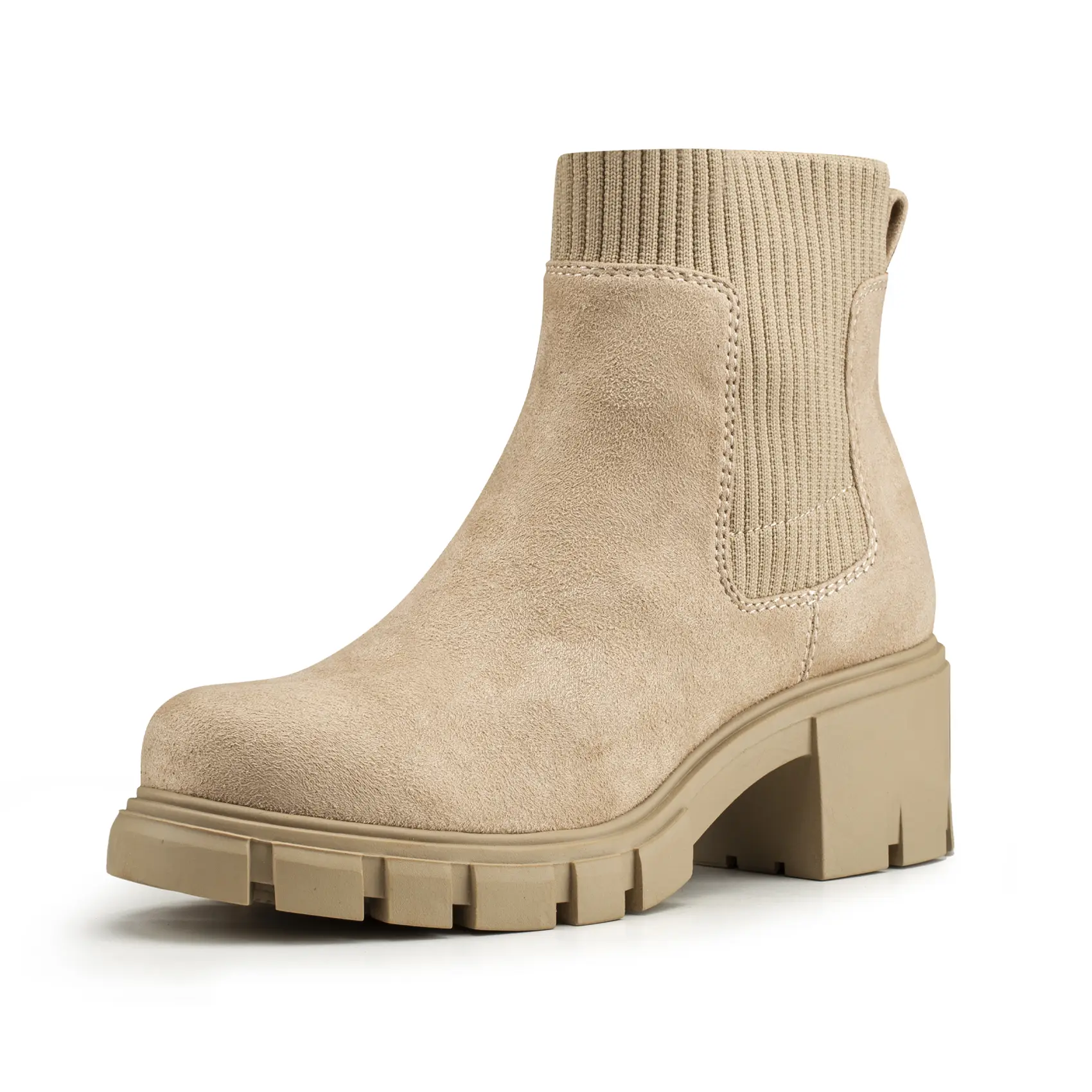 FITORY Women's Casual Chelsea Ankle Boots - Slip-On Elastic Chunky Booties, Women's Footwear Shoe for Fall, Size 6-11, Boot Shoes, Comfortable, Platform, Thick Heel, Multiple Styles, Rubber Insole