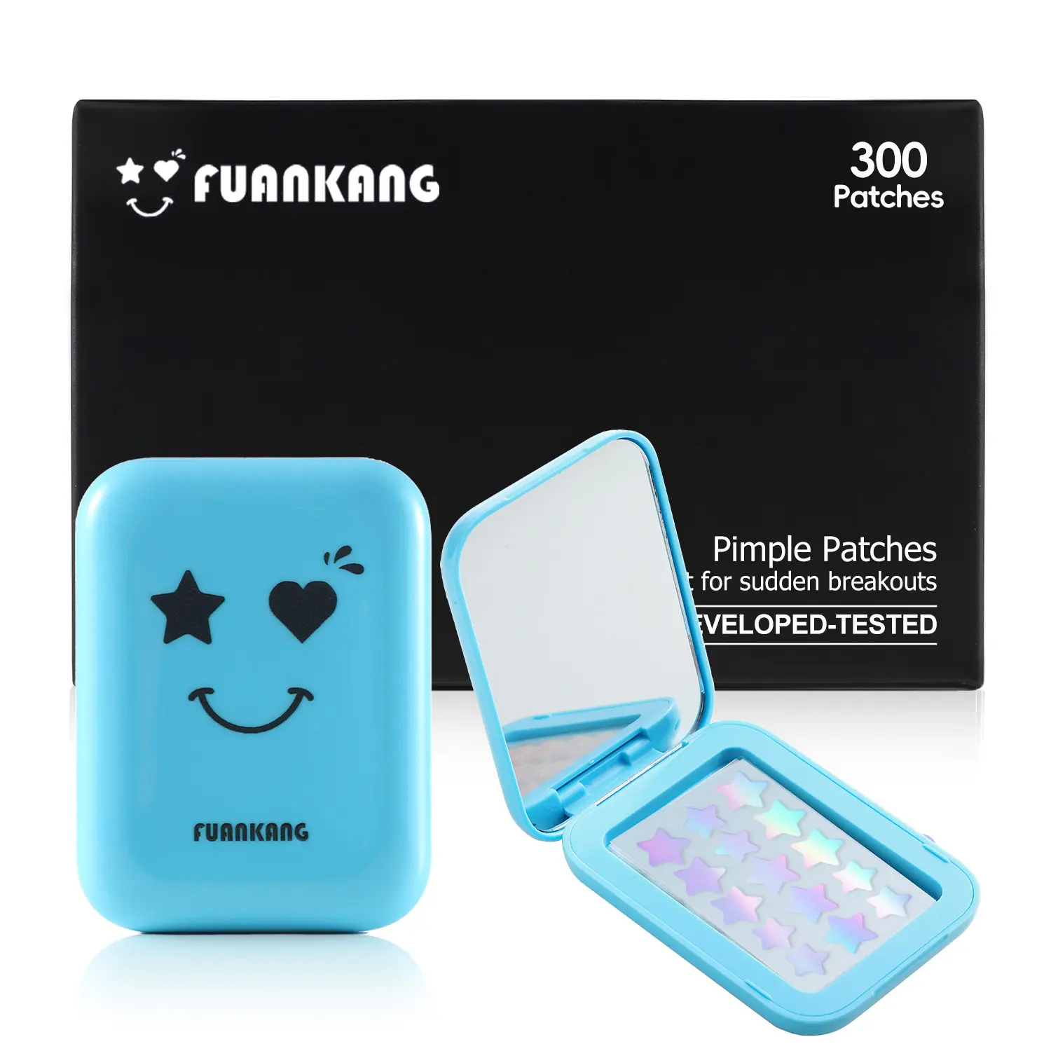 Pimple Patches for Face, Various styles, colors, Large Hydrocolloid Pimple Patches, 300 Count Pimple Patche, Good for blemishes with a head and visible gunk, With a Cute mirror case .Gift Gentle Sensitive Skin Repair Acne Zit