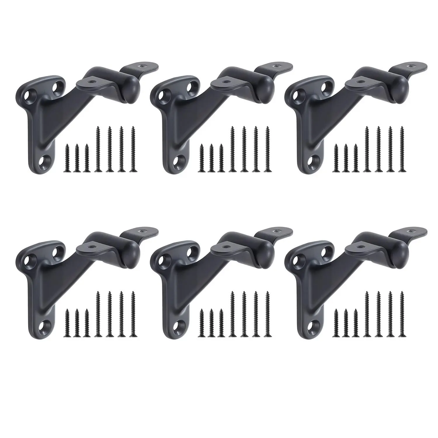 【SummerFinds】VEVOR Handrail Hardware Bracket,  6 Packs Heavy Duty Hand Rail Brackets, Flexible Angle Adjustment & Easy Install, Stair Railing Hardware for Stairways Handrail, Staircase,Matte Black