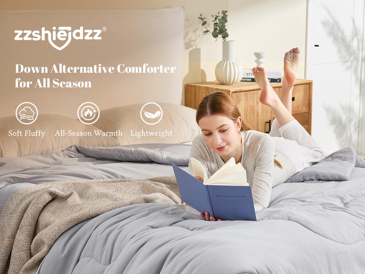 【BEDLORE】Wave Quilted Comforter Duvet Insert, Soft Down Alternative with Corner Tabs, All-Season Comforter, Machine Washable for Bedroom Use