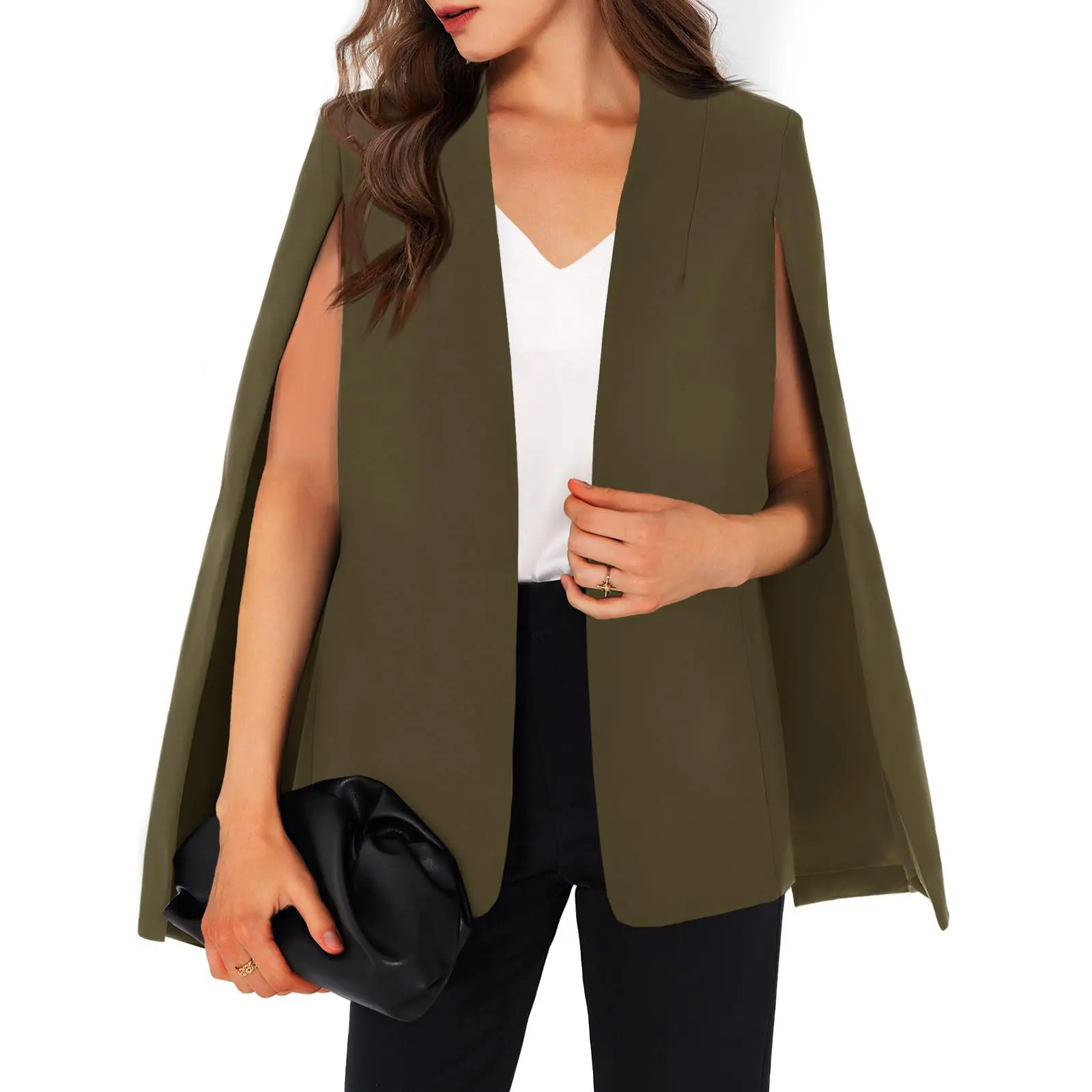 Cicy Bell Womens Cape Blazer Split Sleeve Open Front Casual Jacket Coat Workwear Suit Lightweight Basic Dark Blue Outerwear Cicy Bell Womens Cape Blazer Split Sleeve Open Front Casual Jacket Coat Workwear Suit Lightweight Basic Dark Blue Outerwear