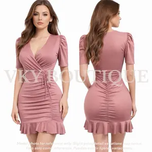 Belle Rouge Ruched Ruffle Dress TS