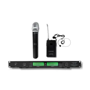 MUSYSIC MU‑U2‑HL Professional 2‑Channel UHF Wireless Microphone System – Handheld + Lavalier Bodypack, Long‑Range, LCD Display