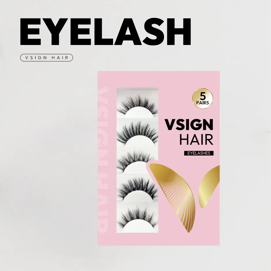 VSIGN 3D Mink Fur Eyelashes, 5 Pair Pack of Handmade Voluminous False Lashes, Reusable High-Quality Set for Dramatic and Everyday Makeup, Press On Eyelashes, Soft False Eyelashes