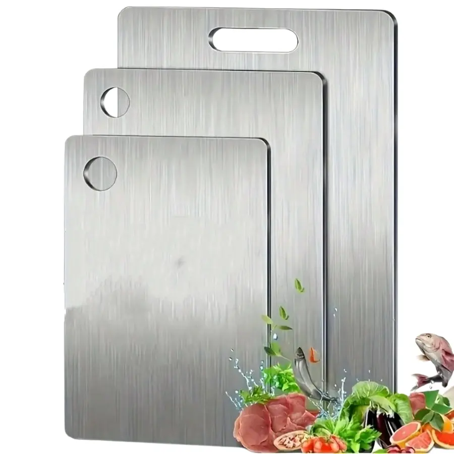 Titanium Cutting Board Set of 3, Titanium Cutting Boards for Kitchen, 100% Double-Sided Titanium Cutting Boards, Separate Raw and Cooked Food Areas, Non-Toxic, Dishwasher Safe (S+ M + L)