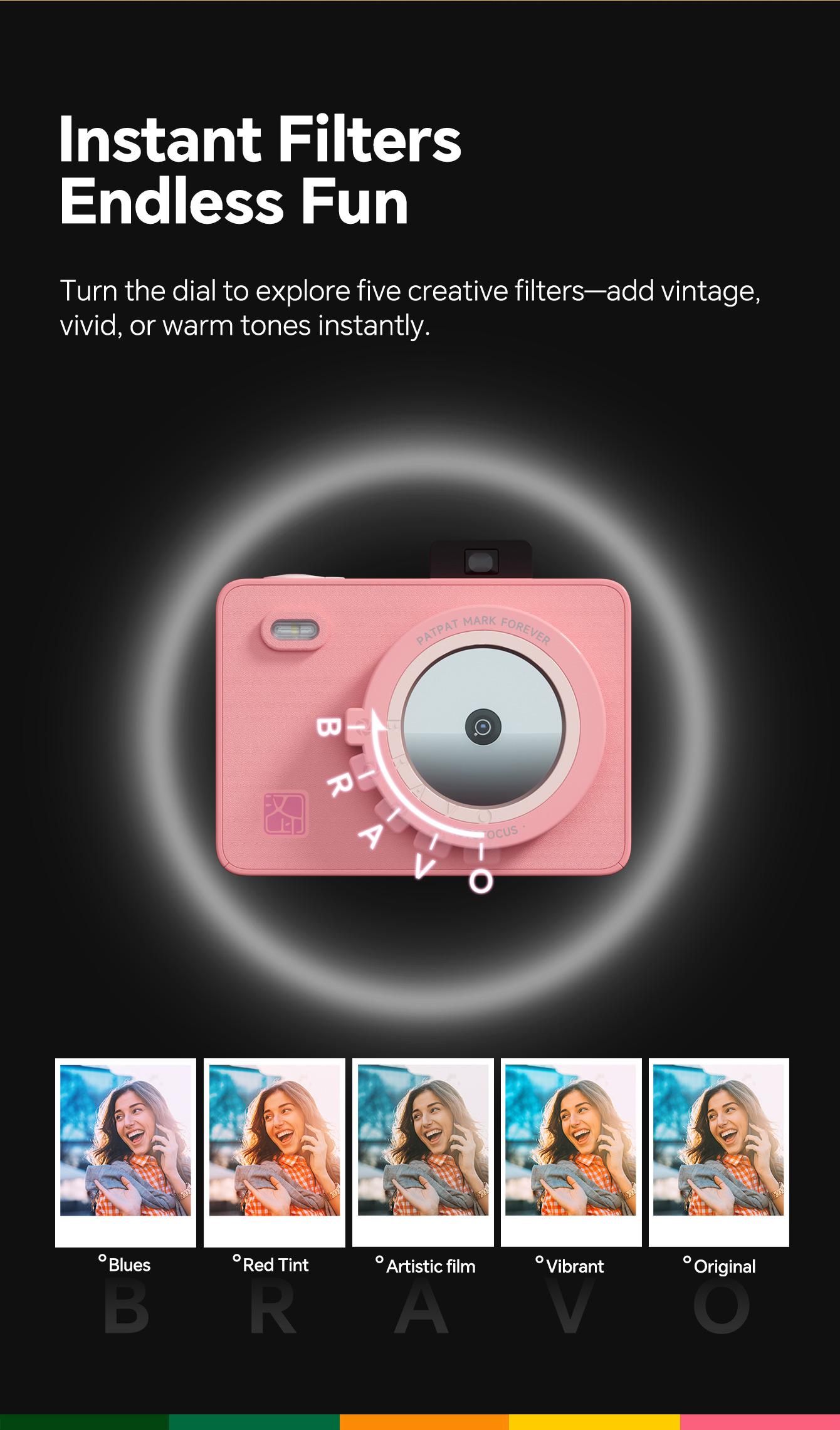 Hanin Instant Print Camera & 2x3 Portable Bluetooth Photo Printer for iPhone & Android, Full-Color Dye-Sub Ink-Free Printing, Print from Phone or Camera, for Travel, Party, Couple & Family Photos, GiftedInLove