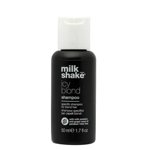 MILK_SHAKE Icy Blond Platinum Haircare Shampoo - Gentle Sulfate Free Toning Neutralizing Hair Dye Liquid Cleanser with Black Pigment, Reduces Brassiness, Delivers Icy Finish & Salon Results for Platinum/Very Light Blonde Hair (Any Texture), Hair Dye Shamp