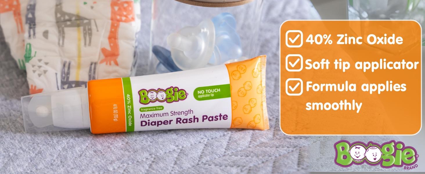 Boogie Diaper Rash Baby Bundle for Newborns, Infants & Toddlers – 25% Zinc Oxide No-Rub, Touch- Free Rash Spray, 40% Zinc Oxide Maximum Strength Paste & Irritation Gel for Sensitive Skin