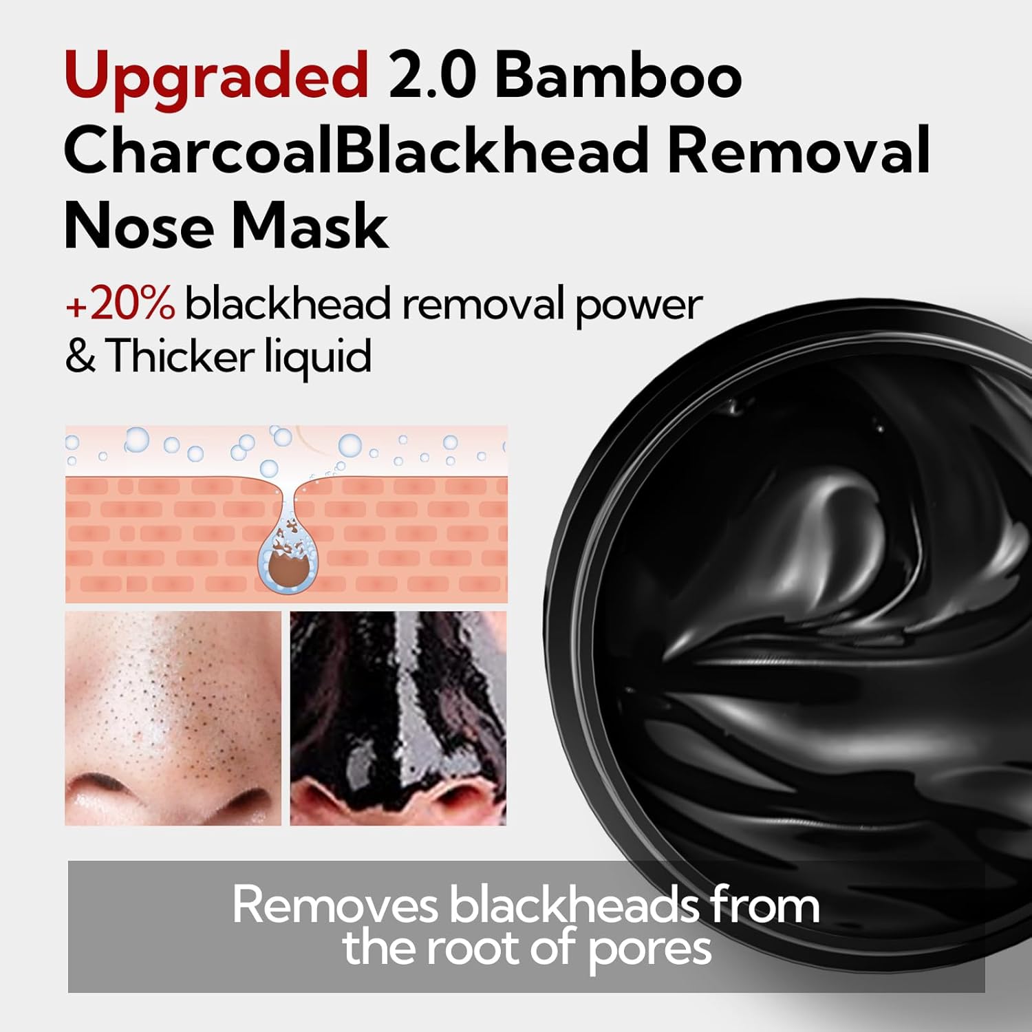 LANBENA Blackhead Remover Peel Off Mask V2.0 with 60 Sheets Paper Strip for Face and Nose Deep Cleansing Nose Strips, Skincare Comfort