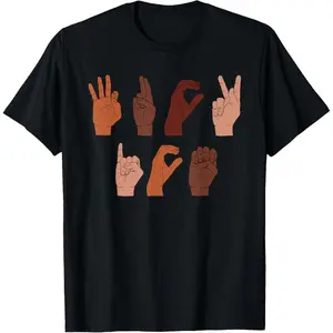 Women's Short-Sleeve Seamless Round Neck Cotton Casual Solid Graphic T-Shirt - Smooth Fabric, Anti-Deportation Hand Sign Language Design, F*ck ICE Chinga La Migra Slogan