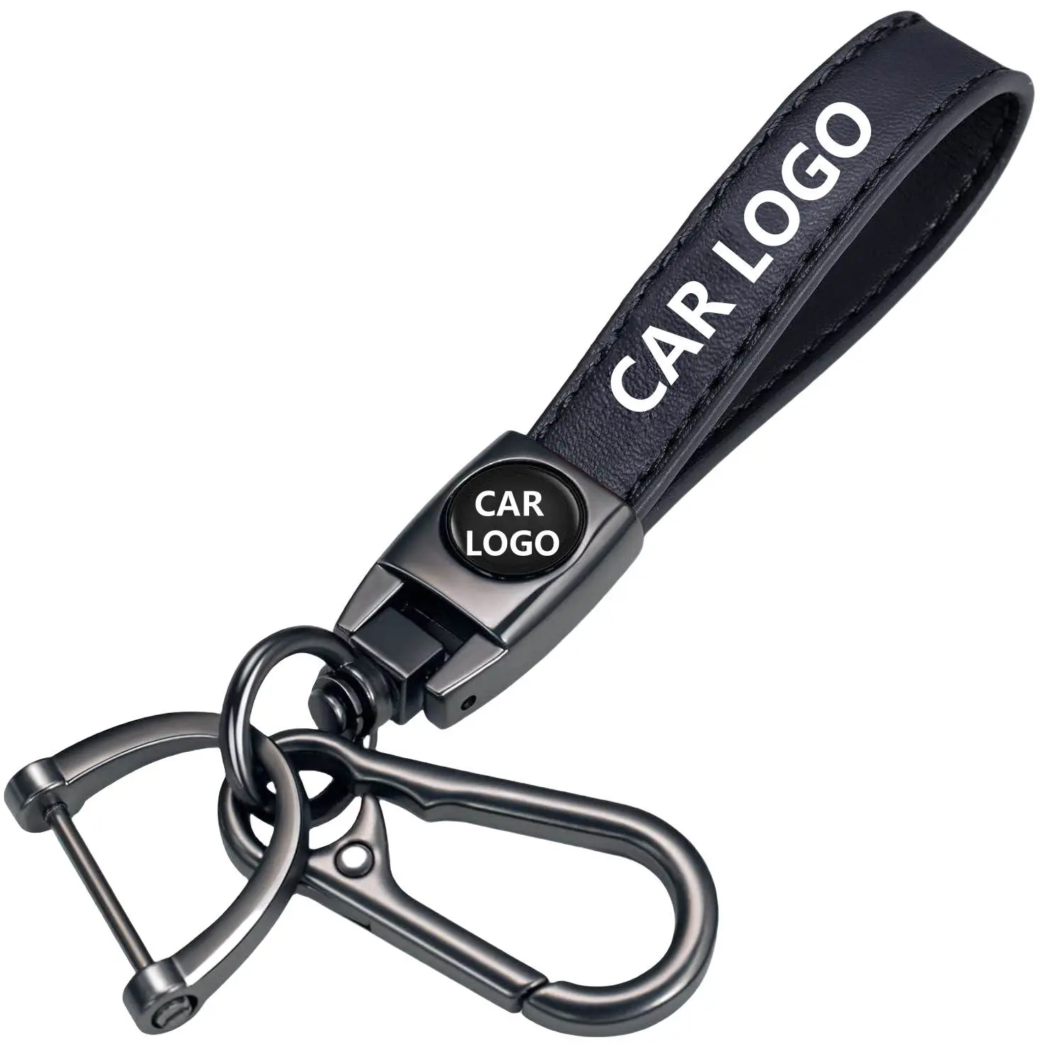 Genuine Leather Honda Keychain - Premium Tool-Free 360° Rotating Metal Strap, Key Fob Holder for Accord, Civic, CR-V & All Hondas, Heavy-Duty Car Accessory Gift for Men, Rotates 360°