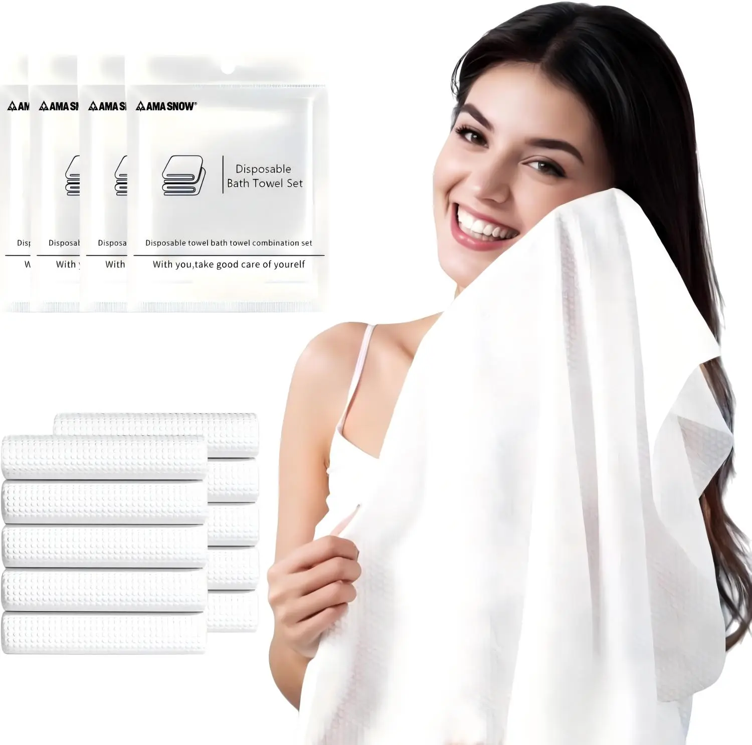10 PCS Extra Large Disposable Bath Towel Set, Compressed Rayon Unisex Individually Wrapped Towelettes, Highly Water-Absorbent Lint-Free Hygienic Home Bathroom Supplies, Travel-Friendly Portable Must-Haves, summerwins