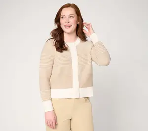 BEAUTIFUL by Lawrence Zarian 100% Cotton Novelty Stitch Cardigan