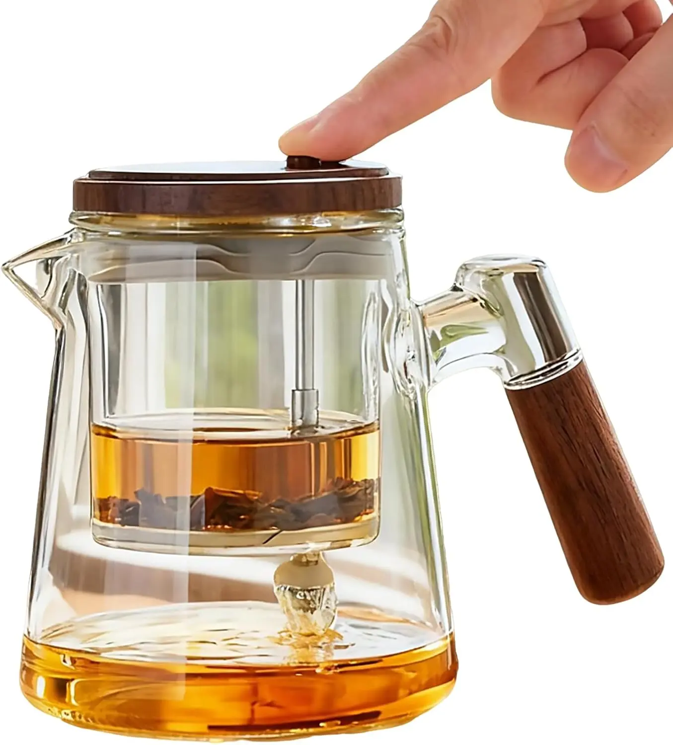 650ml Glass Teapot With Infuser, Travel Tea Mug650ml/22oz, Portable Loose Tea Infuser, Button Press to Filter the Tea-Soup, Tea Tumbler For Outdoor and at Home