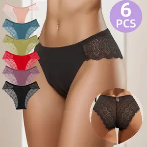 Women's Lace High Nid Panties 6-Pack - Seamless Stretchy Underwear Set, Comfy Thong/Hipster for Workout & Lounge, Trendy & Soft