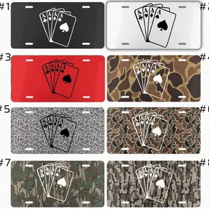 Aces Playing Cards License Plate Poker Card Car Tag Casino Gambler Plate Funny Car Decor Gift for Poker Players Truck Auto Garage