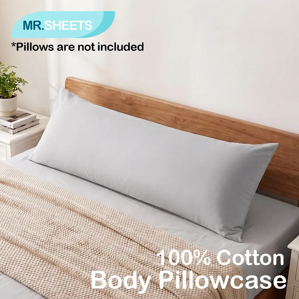 NTBAY 100% Egyptian Cotton Body Pillowcase, 20x54 in Natural Fiber Bedding, Silky Soft Skin-Friendly Long Pillow Cover, Easy-Care Envelope Closure, Side Sleeper Aid