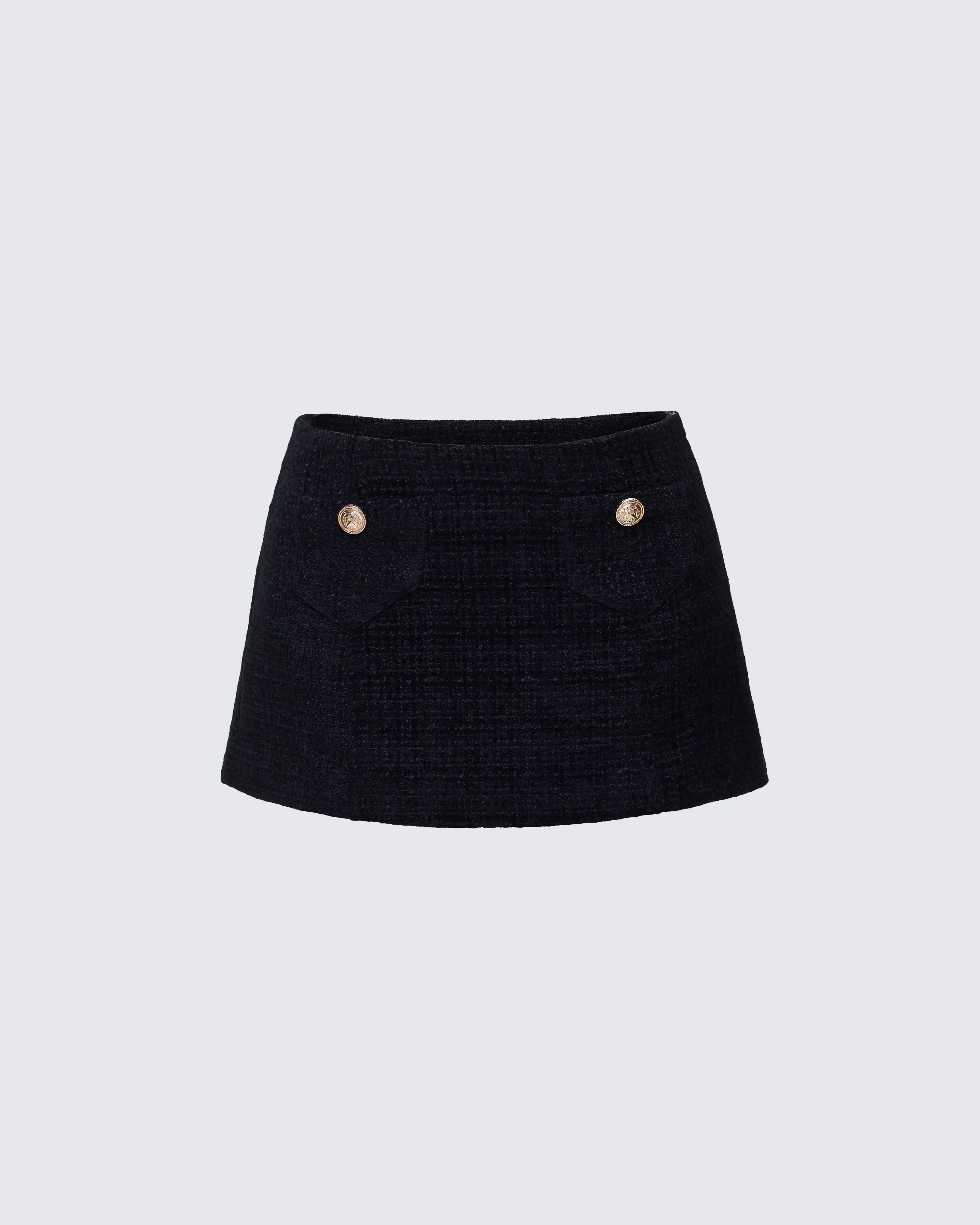 Women's Nomi Black Tweed Mini Skirt, Polyester Women's Bottoms, Stylish Clothes for Cocktails