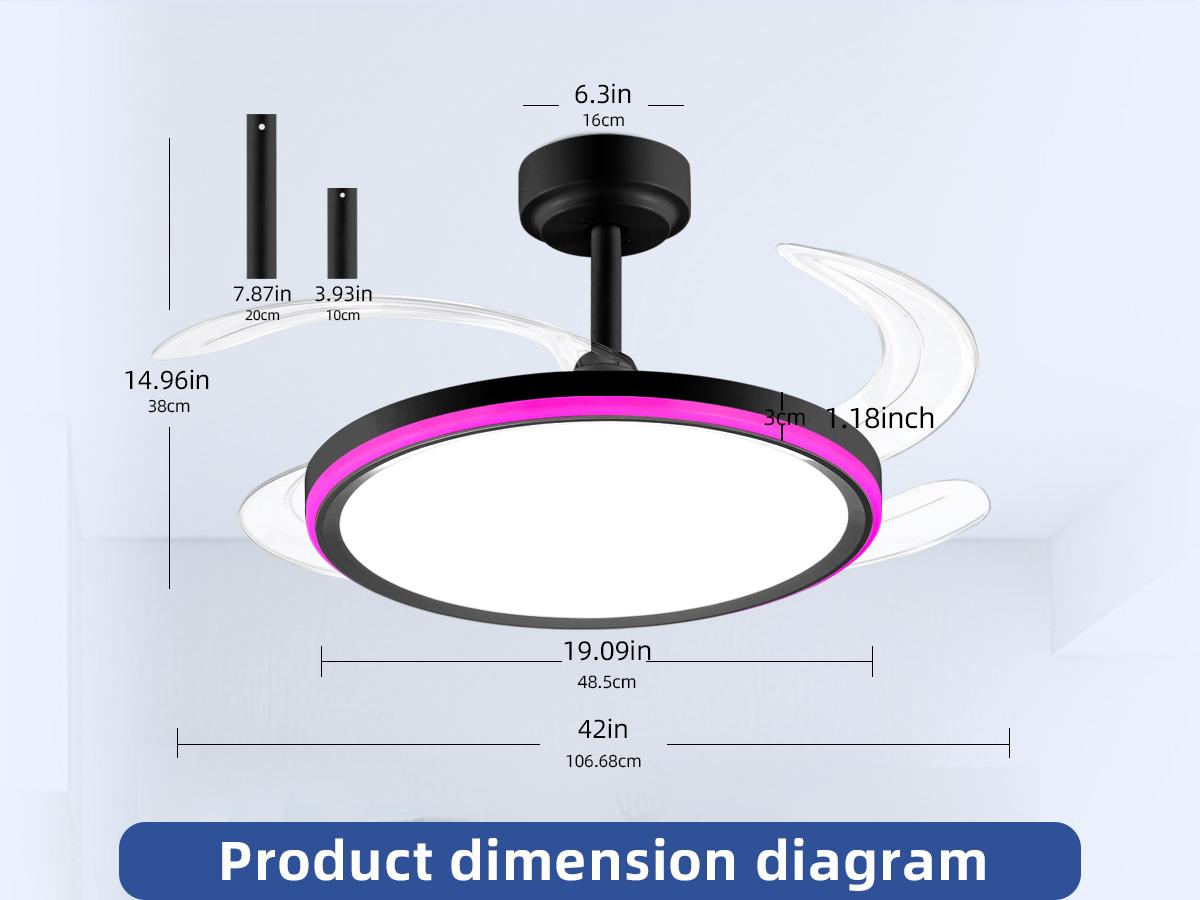 【SALE】BAYSQUIRREL Slim Retractable Ceiling Fan with Light & APP Remote Control 42in Modern Smart RGB Fan with Bluetooth Speaker Dimmable Full Spectrum Memory 6-Speed Reversible, 【SALE】BAYSQUIRREL Slim Retractable Ceiling Fan with Light & APP Remote Control 42in Modern Smart RGB Fan with Bluetooth Speaker Dimmable Full Spectrum Memory 6-Speed Reversible,