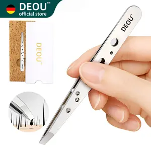 DEOU Ultra-Precision 9-Hole Grip Tweezers | Surgical Grade Stainless Steel for Ingrown Hair & Splinters | Non-Slip Professional Eyebrow Shaping Tool Makeup