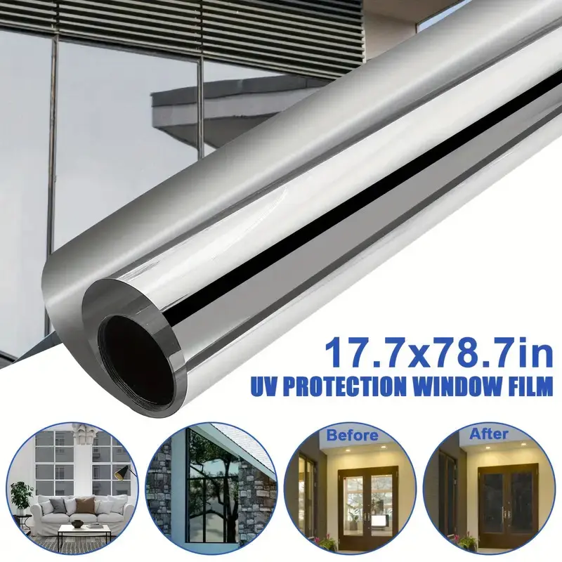18x79in Privacy Window Film - Reflective Tint with UV Protection, Heat Blocking, Sunlight Control, Matte Texture, Modern Room Decorations for Home, Decorating My Apartment Accessory