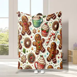 Aura Blankets Gingerbread Christmas Flannel Blanket Cozy Fuzzy Plush Throw Perfect Gift for Men Women Adults Teen Boys Girls All Seasons Sofa Bedroom Dorm Couch Office Outdoor Home
