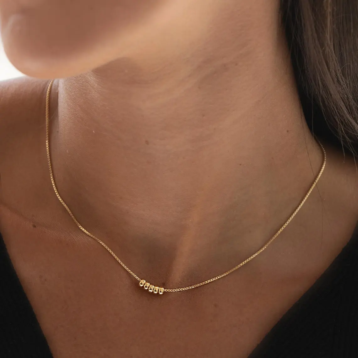 VENOCO Cute Pendant Dainty Gold Bead Necklace for Women 14k Gold & SIlve Plated Womens Bead Necklaces Small Waterproof Necklaces for Women Suitable for Valentine's Day gift and Daily Wear