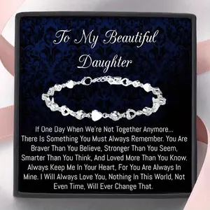 Daughter Bracelets- Women Jewelry, Birthday Gift from Mom or Dad, Engraved Daughter Jewelry with Love Message