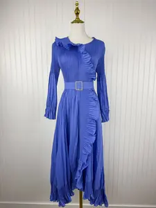 The Pearl Buckle Dress in Royal Periwinkle