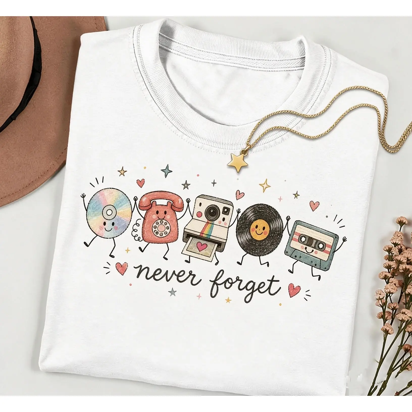 Never Forget Shirt, 90s Nostalgia Tee, Retro Tech Shirt, Cassette Vinyl Camera Tee, Millennial Throwback Shirt
