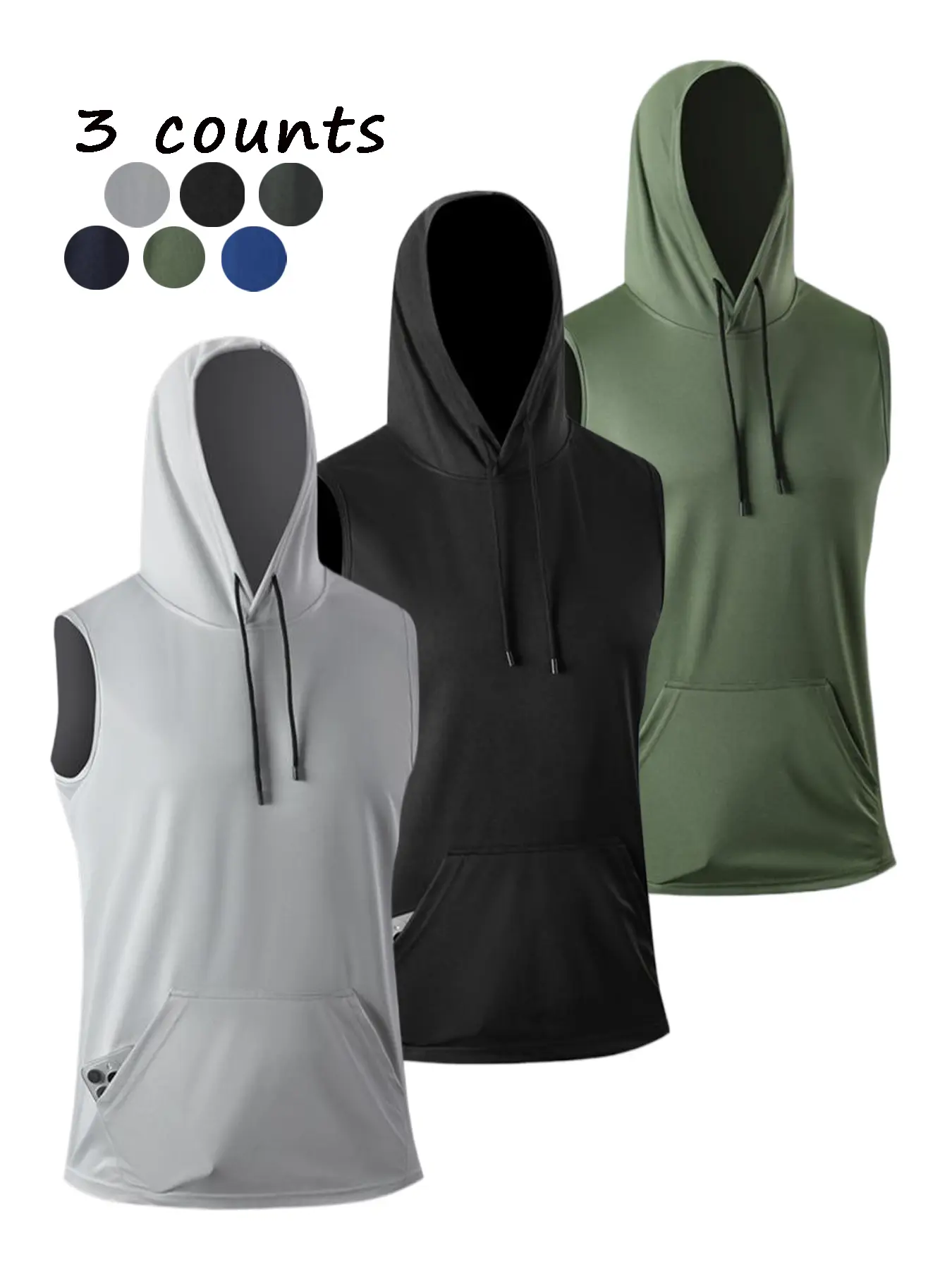 Men's Casual Sports Hooded Vest for Gym, Workout Vest, Activewear Sleeveless Sports Vest, Cool Comfortable Fabric Ideal for Hiking, Cycling, Running in Summer, Lightweight Running Vest