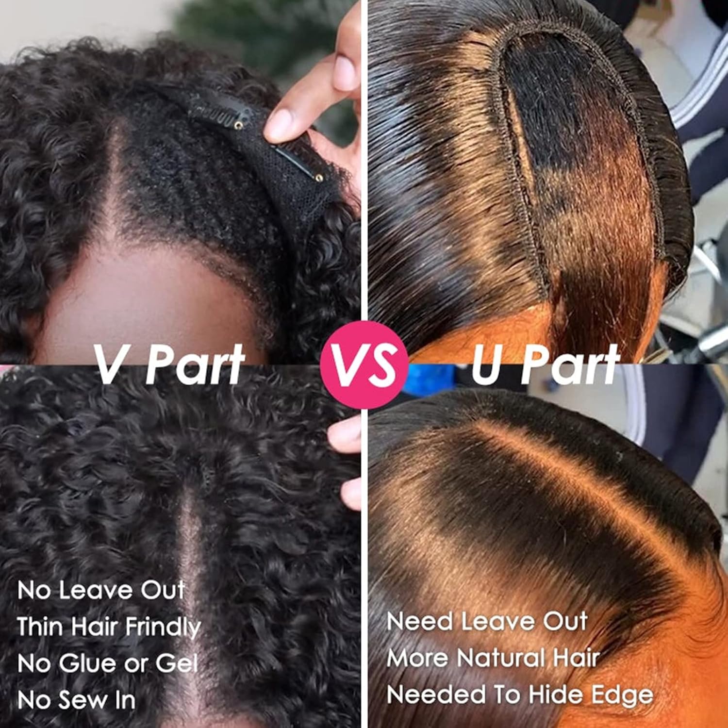 Mamushow Highlight V Part Wigs Human Hair Straight Ombre Brown Upgrade U Part Wigs 180% Density Glueless Full Head Clip In Half Wigs #FB30