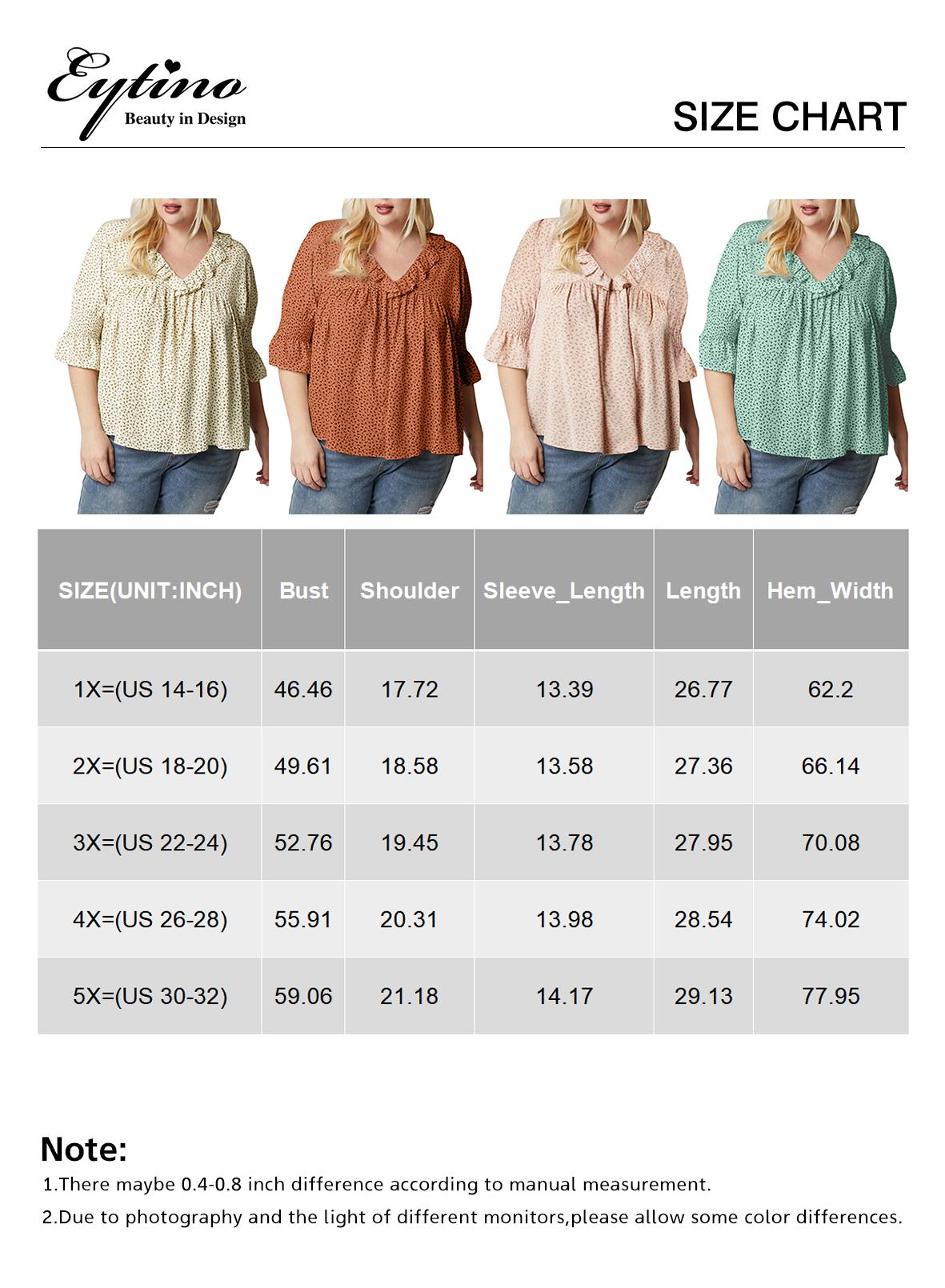 Eytino Womens Plus Size Floral Print Blouses V Neck Ruffle Flowy Short Sleeve Shirts Babydoll Casual Tunic Tops(1X-5X)