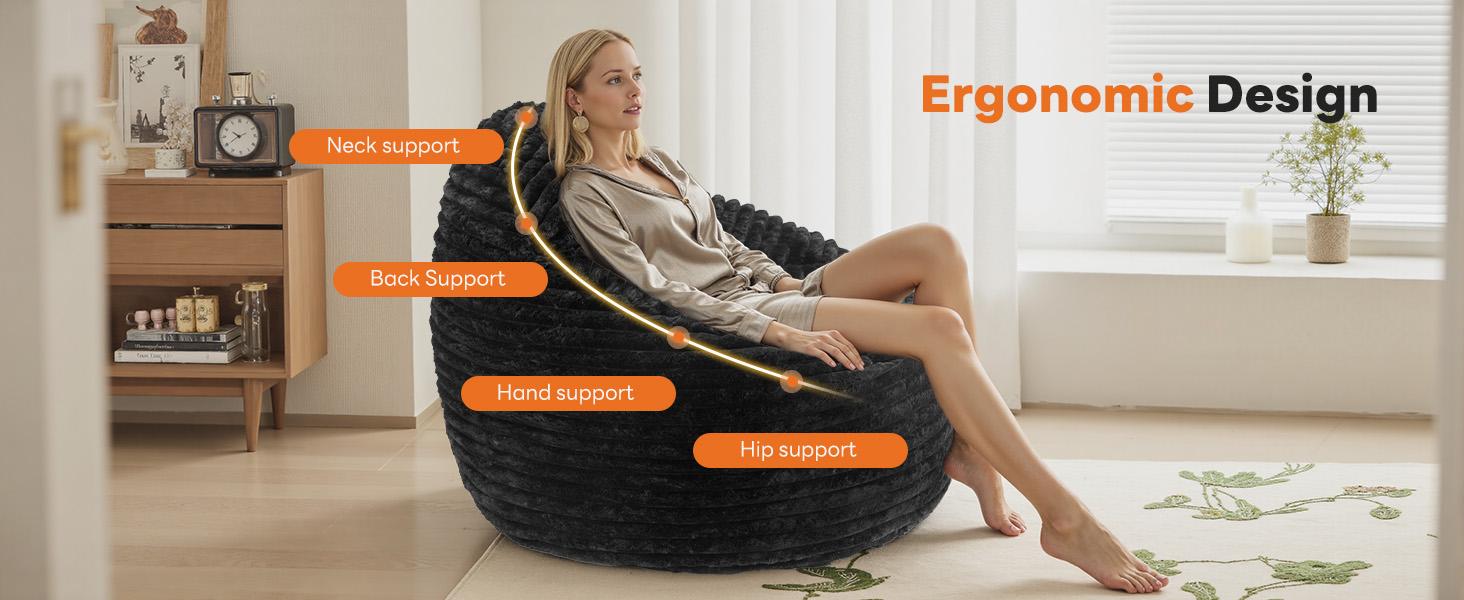 Bean Bag Chair, 39 Inch Bean Bags for Adults and Kids, Chair with Memory Foam Filled, Bean Bag Couch with Backrest and Armrests, Comfy Sofa for Living Room, Bedroom and Dorm,summerwins,outdoorfurnitureset,home decor,camping essentials
