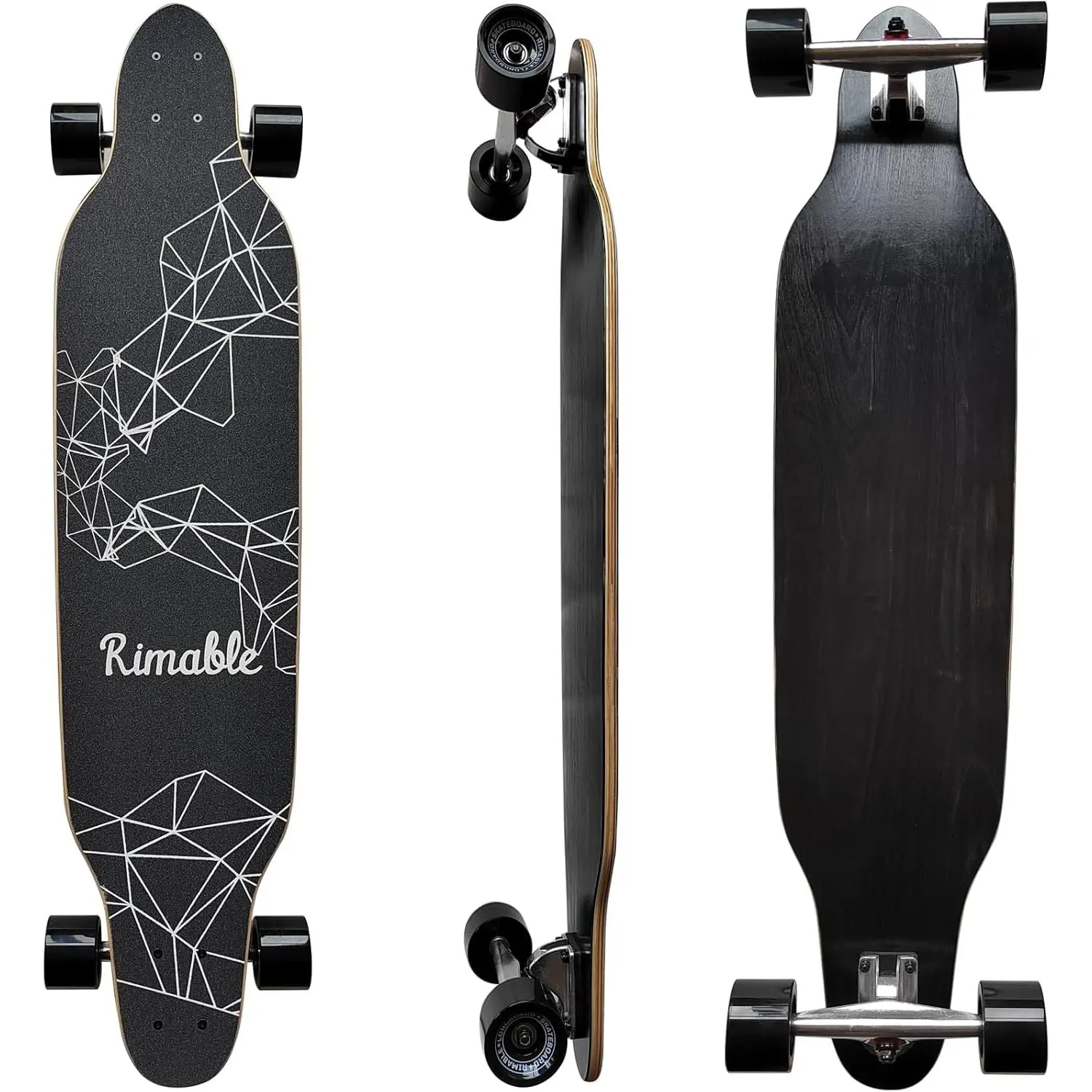 41-Inch Freestyle Topmount Longboard Skateboard - Beginner Cruiser with 9-Ply Maple Wood Deck, Concave Design,  78A PU Wheels for Teens and Adults,  Wood Deck Longboards Foot Grip Griptape skateboard spinning wheel Pu Rimable Wheels Slight Concave