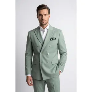 Sage Slim Fit Stretch Double Breasted 2-Piece Suit