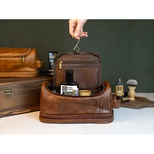 Personalized Travel Bag For Men, Dopp Kits Personalized, Faux Leather Hanging Toiletry Bag, Custom Gift For Men, Groomsmen Dopp Kit For Him